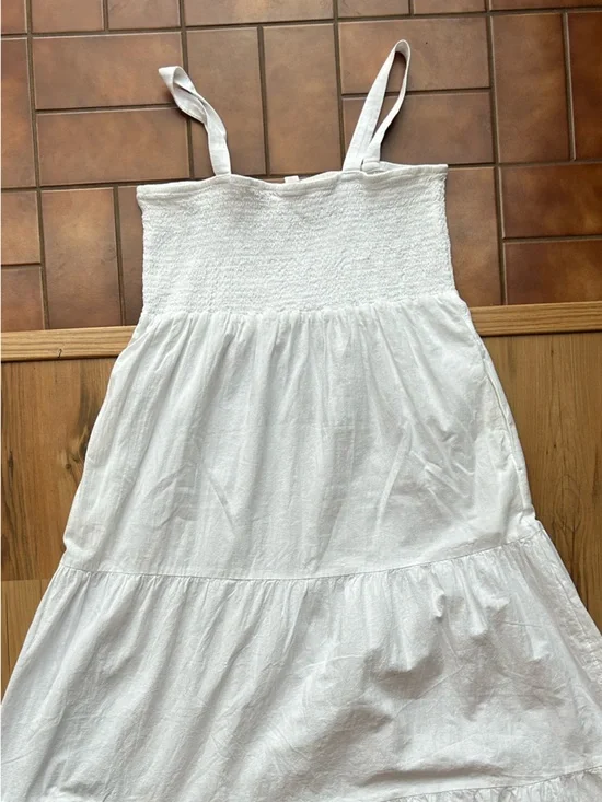 Joe Fresh White Tiered Smocked Midi Sundress - Picture 5 of 6